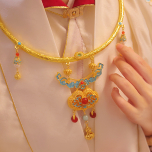 【岁安长命锁】招财璎珞项圈铜镀真金 新中式汉服配饰 云中梦长歌