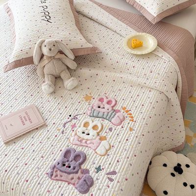 韩式卡通立体全棉纯棉床盖三件套