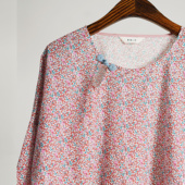 上衣 盘扣点睛圆领文艺套头小衫 有叙新中式 80支纯棉印花中式