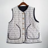 有叙双面穿汉麻棉&植物学纯棉印花3m新雪丽夹棉保暖文艺复古马甲