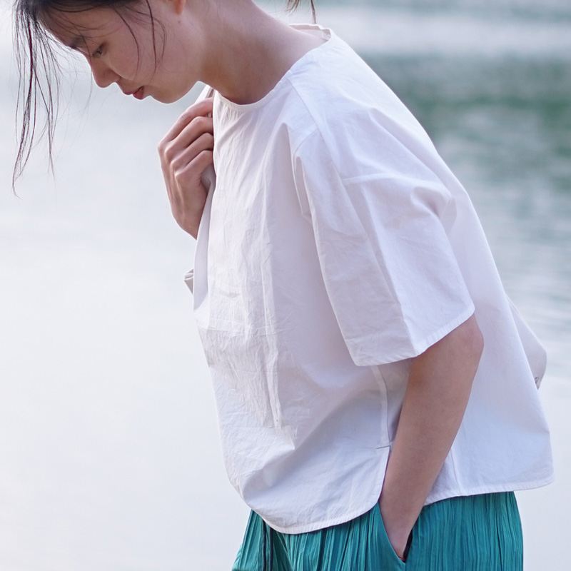中式原创女装大地清凉白色夏季
