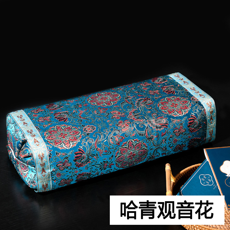 锦缎复古荞麦壳中式古典宫廷枕头成人家用婚庆枕头芯提花枕套靠枕