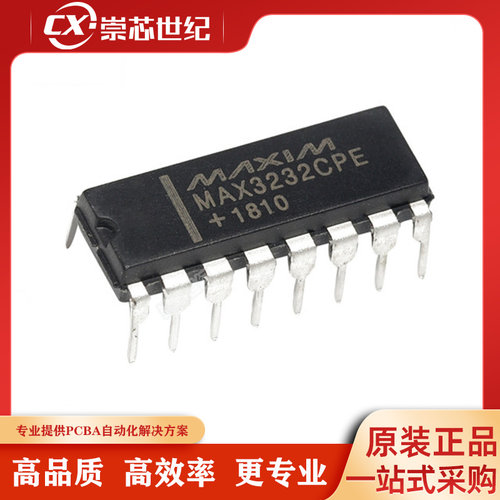 原装库存   MAX3232CPE+  DIP-16  收发器 235Kbps RS232芯片