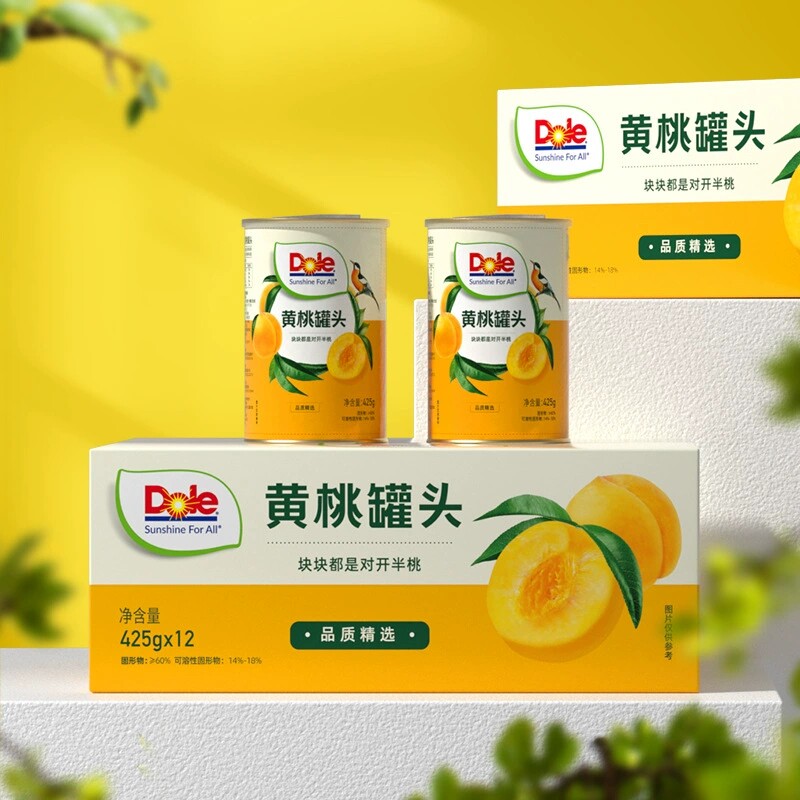 DOLE都乐糖水型精选黄桃罐头425g砀山黄桃对半开罐头