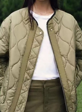 ZA外贸出口女装菱形纹保暖轻薄型休闲款双面穿棉服外套 2969240