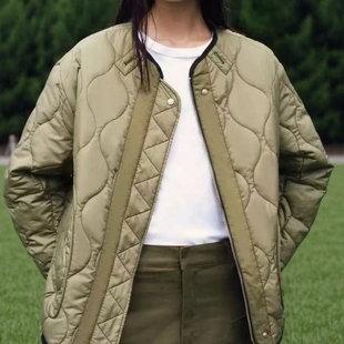 2969240 双面穿棉服外套 ZA外贸出口女装 菱形纹保暖轻薄型休闲款