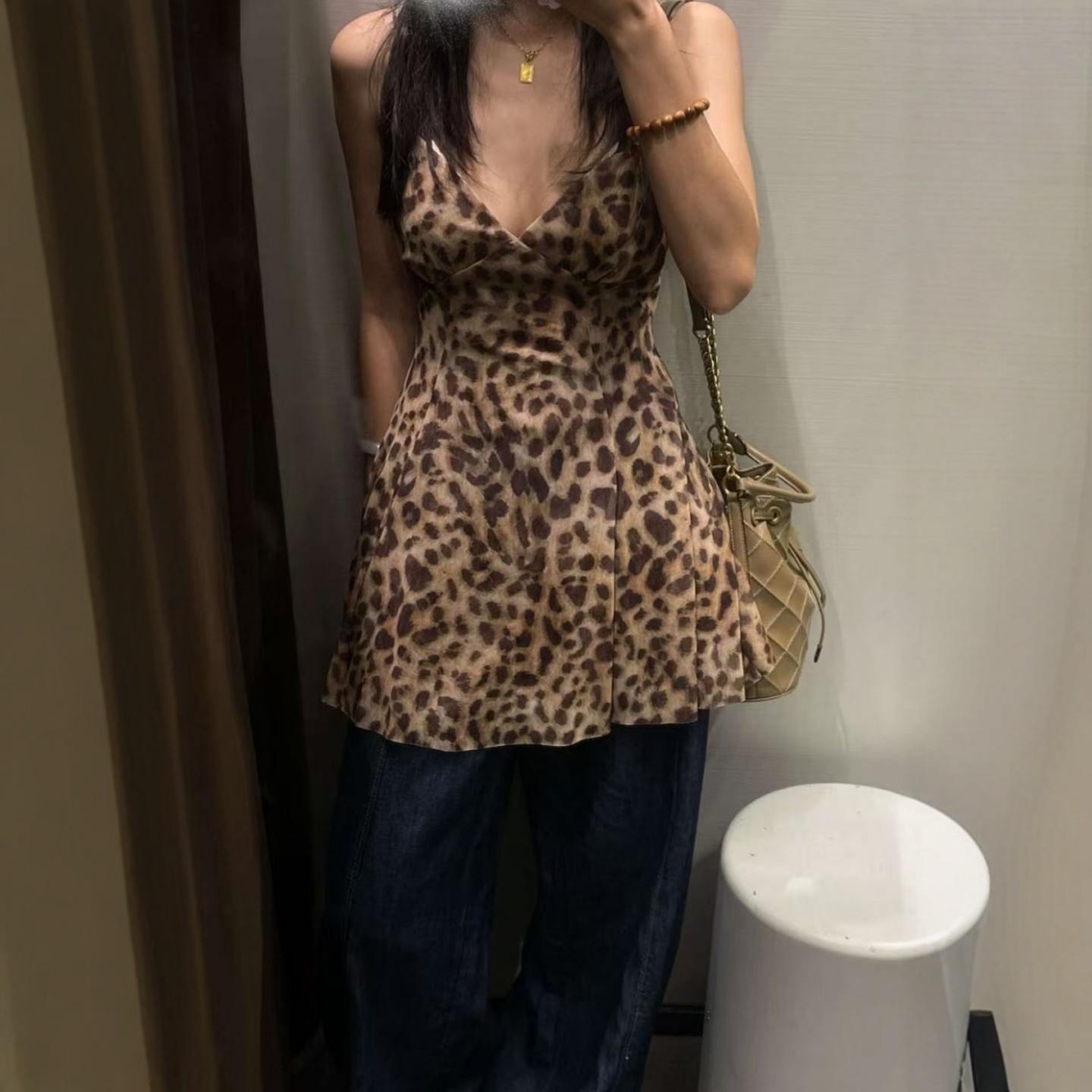 ZA外贸出口女装美式辣妹豹纹印花双层绢网短连衣裙5039132 115