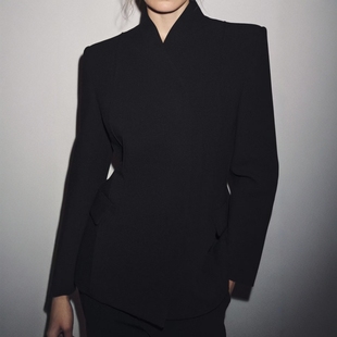 西装 立领修身 外套8679425 8870199素面微收腰简洁款 ZA外贸出口女装