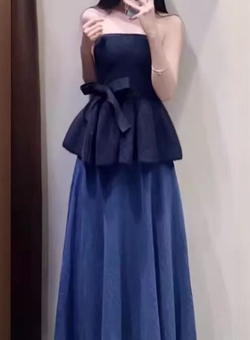 ZA外贸出口女装新款蓝色网纱质感垂顺斗篷式迷笛半身裙2074200