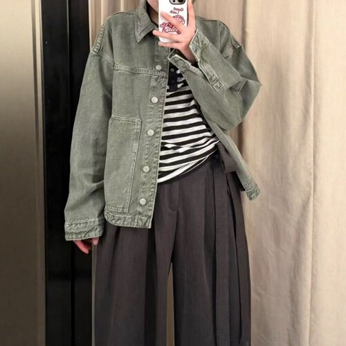 轻工装复古休闲宽松牛仔夹克外套