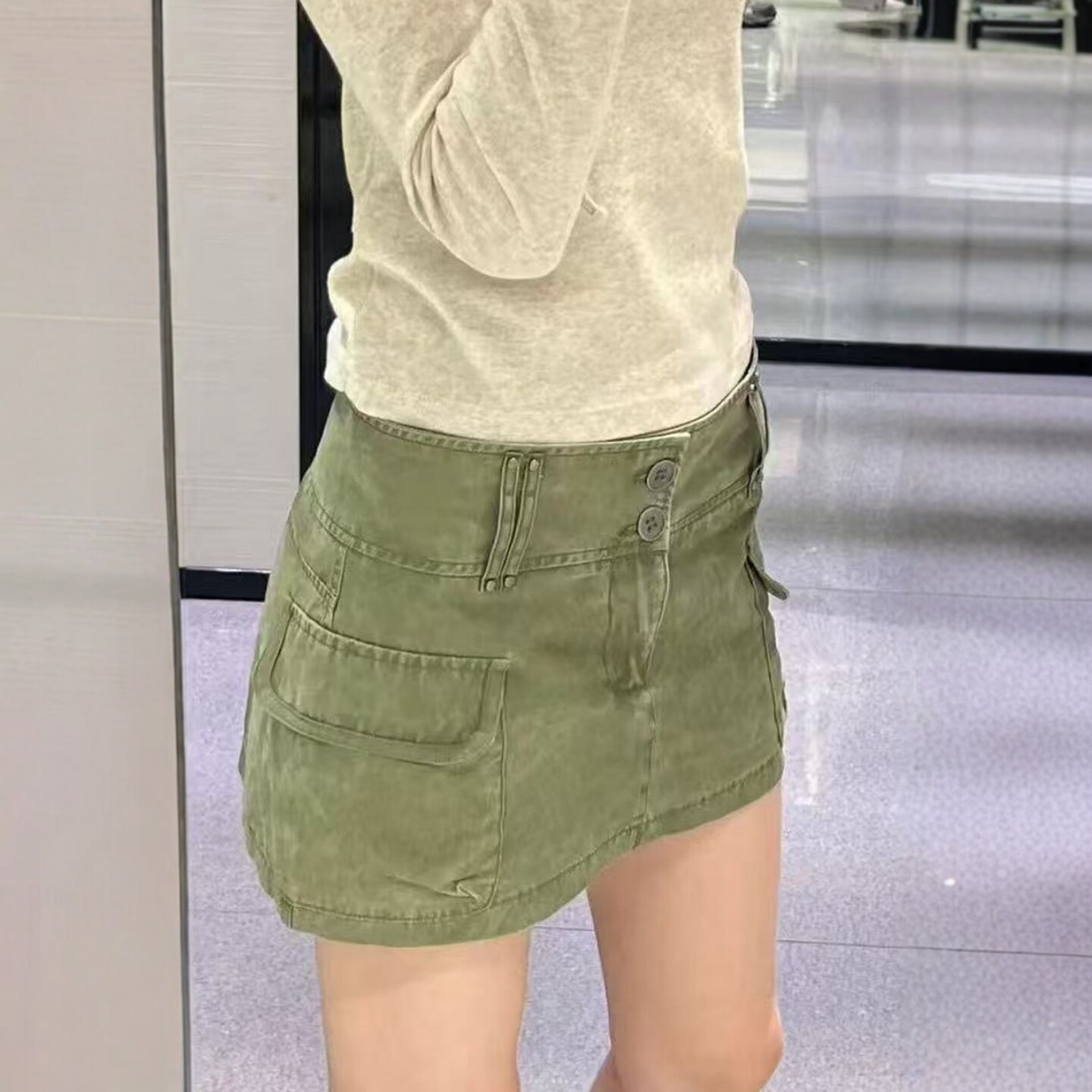 ZA外贸出口女装美式工装大口袋装饰中腰休闲短裙内里裙裤 1255431