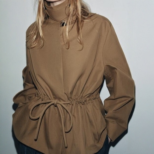 派克外套 ZA外贸出口女装 饰可调节腰身短款 休闲系带装 7522270 美式