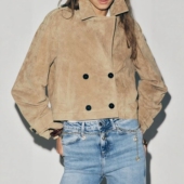 手工烘焙棕色美式 短款 风衣式 ZA外贸出口女装 夹克外套3046257 704