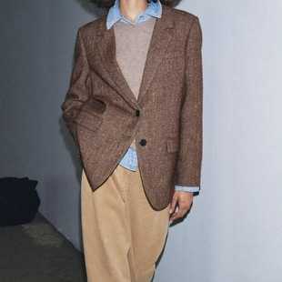新款 外套 经典 休闲羊毛混纺人字斜纹西装 3736262 款 ZA外贸出口女装