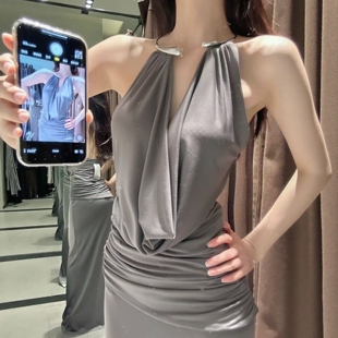 连衣裙5063251 晚宴性感大露背珠宝领晚礼服式 ZA外贸出口女装 新款