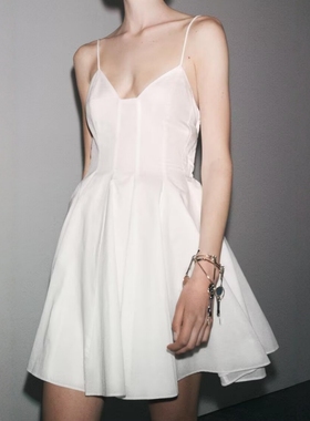 ZA外贸出口新品女装法式气质高级感府绸短吊带连衣裙2731085 800