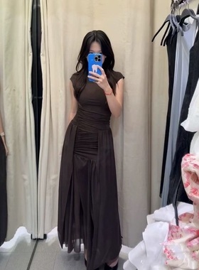 ZA外贸出口新品维多利亚风叠层气球版型绢网拼接连衣裙女 5039303