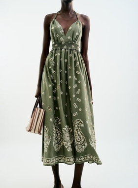 ZA外贸出口女装清冷绿色民族风刺绣迷笛连衣裙3598912 069
