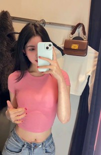 t恤上衣5584386 漏脐圆领纯棉正肩短袖 620 辣妹修身 ZA外贸出口夏季