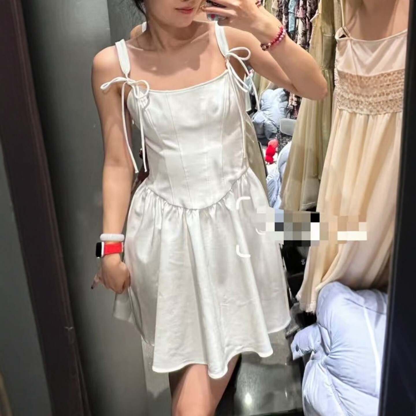 ZA外贸出口女装鱼骨走线紧身胸衣式蓬松系带装饰连衣裙 2534111