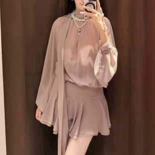 饰蝴蝶结飘逸短连衣裙4772249 垂性网纱打结装 ZA外贸出口女装 新款