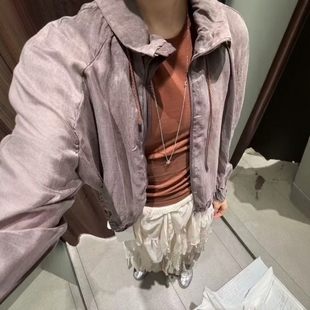 ZA外贸出口女装 水洗灰软质垂性飞行员夹克外套2183245 新款