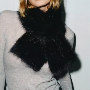 通勤休闲人造皮草效果简约围巾 女装 1023264 新品 ZA外贸出口冬季