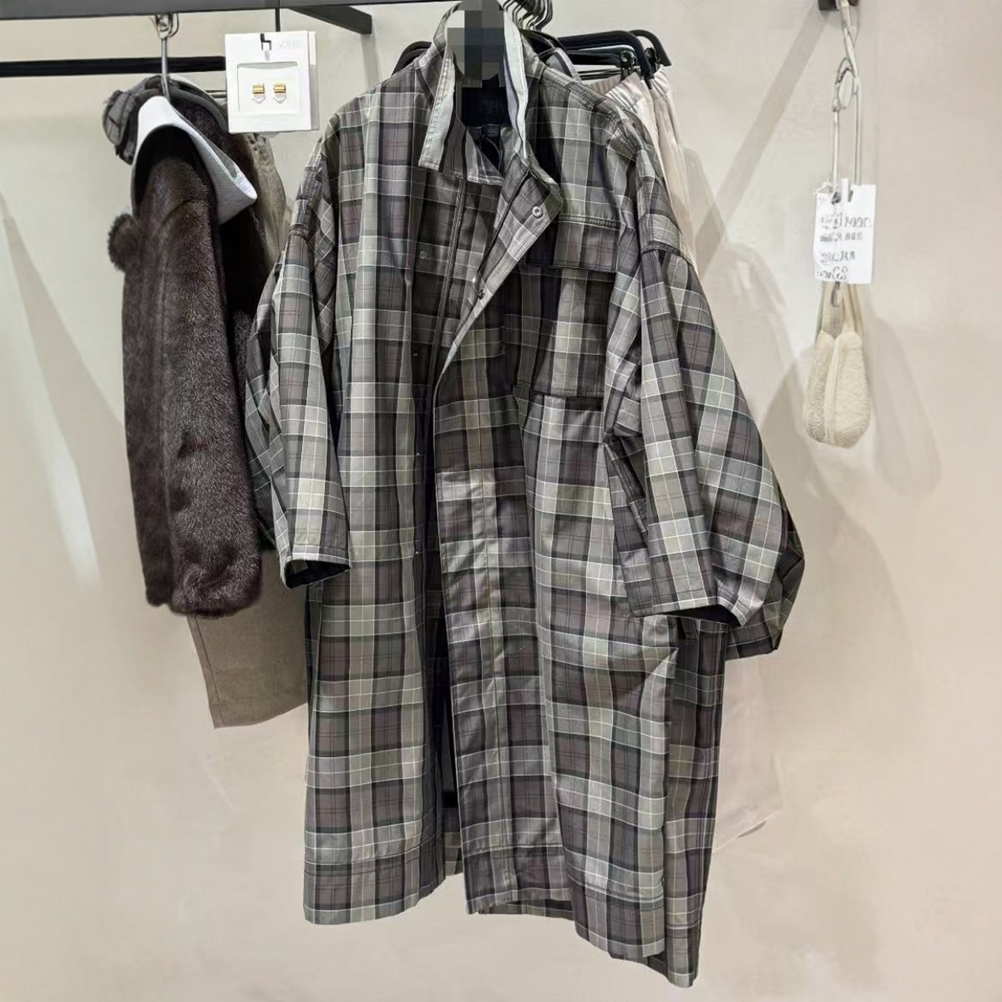 ZA外贸出口女装新款秋冬通勤风休闲经典款格子风衣9122830 207