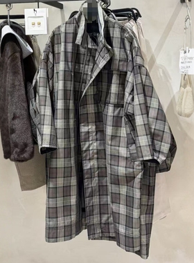 ZA外贸出口女装新款秋冬通勤风休闲经典款格子风衣9122830 207