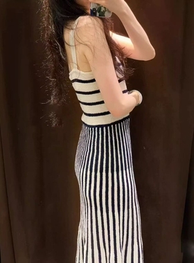 ZA外贸出口新品女装休闲舒适软质针织条纹迷笛连衣裙8779160 070