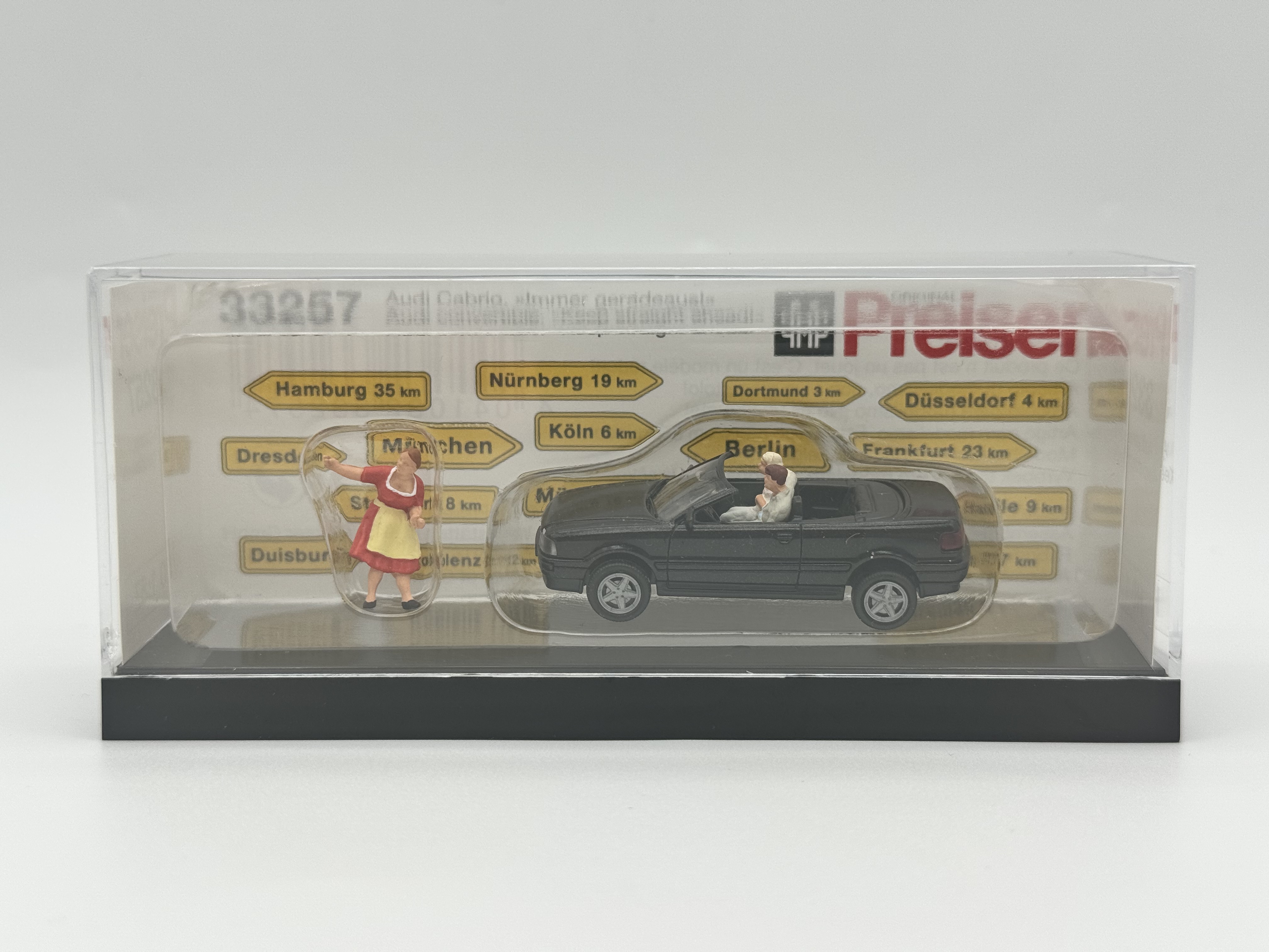 preiser小人微缩微距场景模型1:87HO微观小人道具33257奥迪敞篷车