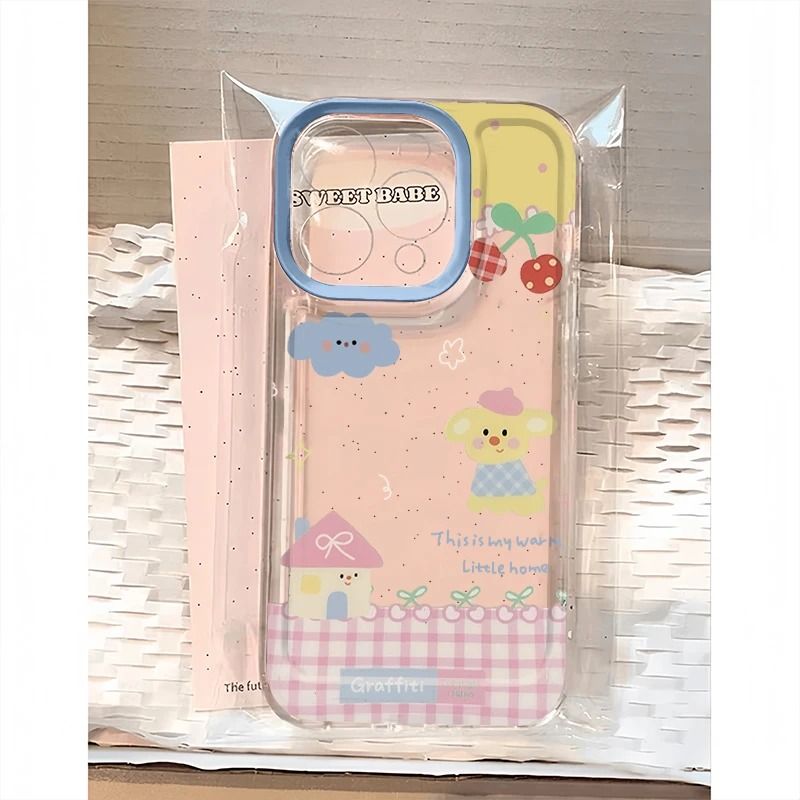 可爱风卡通小熊手机壳透明软壳小众高级感保护套适用苹果17/16e/15promax/14plus/13mini/12/11pro/xr/xs女款