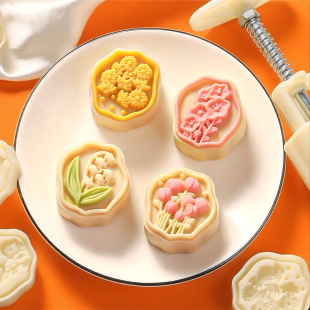 2023新款网红铃兰花月饼模具做绿豆糕冰皮糕点心的按压手压式家用