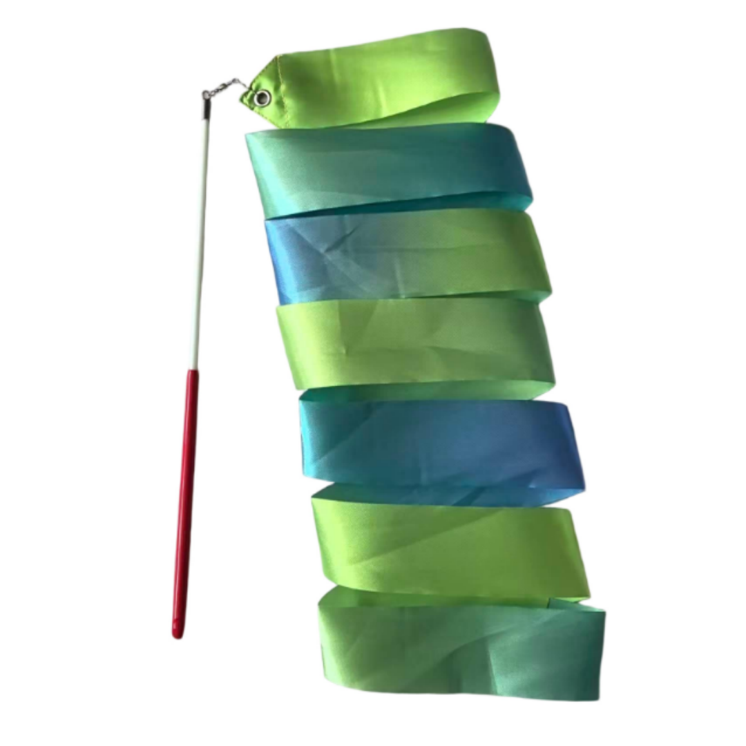 蓝绿拼色2米彩带艺术体操带舞