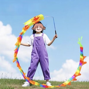 舞龙彩带健身儿童甩甩龙道具广场彩带舞龙耍表演初学杆甩空竹龙