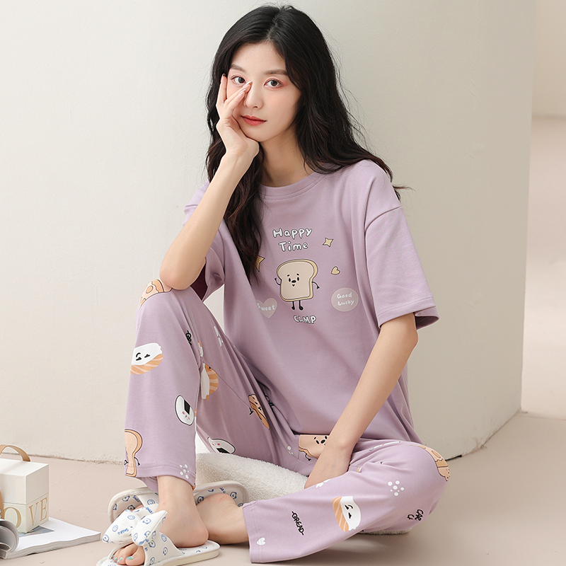 俞兆林睡衣女夏款纯棉套装可外穿