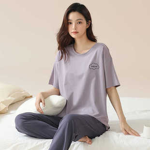 薄款 2026年新款 长裤 纯棉短袖 夏天高级感家居服莱卡棉 睡衣女士夏季