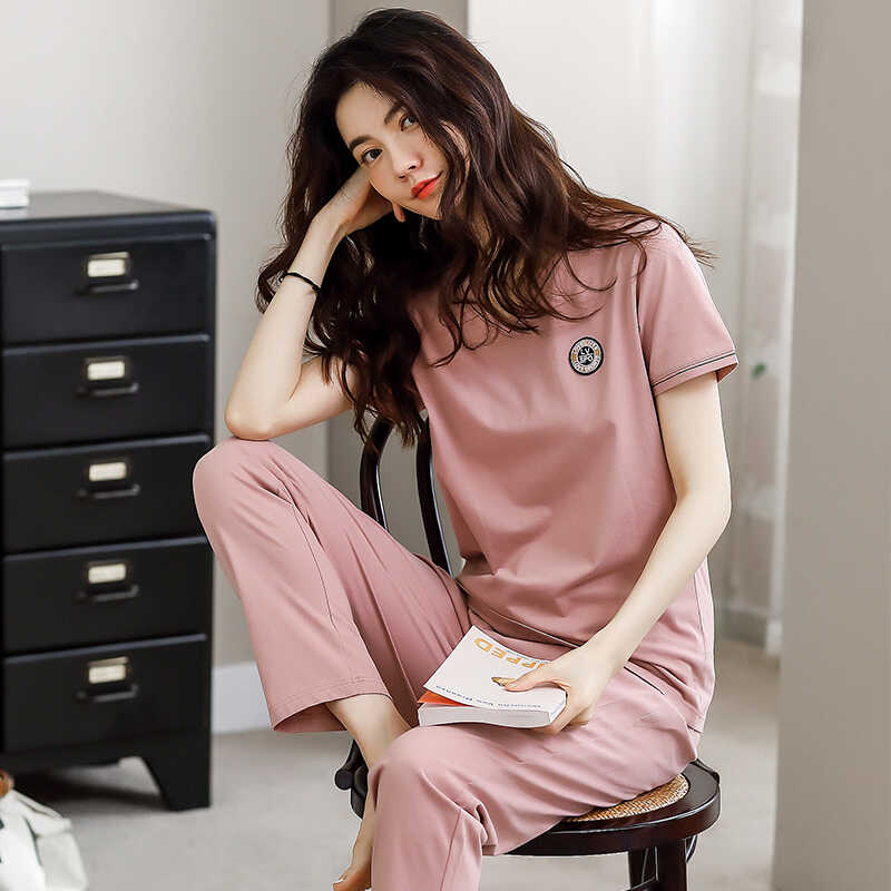 俞兆林女士纯棉简约可外穿套装