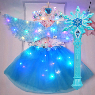 万圣节彩灯霓虹翅膀六一节发光布艺天使翅膀女童发光表演背饰儿童