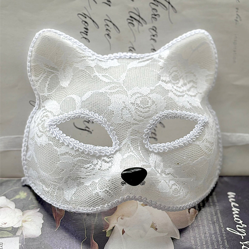 万圣节cosplay狐狸面具蕾丝眼罩动物情趣半脸性感蕾丝猫面具