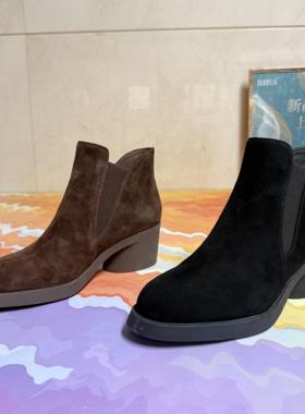 路贝佳时装短靴粗圆头高跟光身L24978F-02