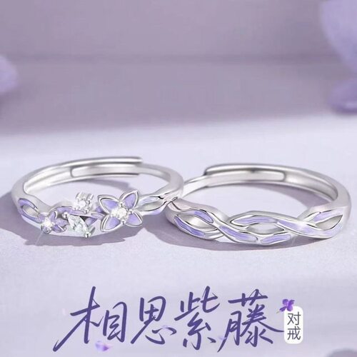 紫藤花戒指闺蜜对戒一对男女高级