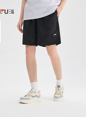 三福2025夏季男士脏脏扎染短裤 休闲宽松橡筋腰头裤子501009