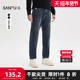 三福2025冬季 511776 合身小脚长裤 男士 抽绳橡筋腰磨毛牛仔裤