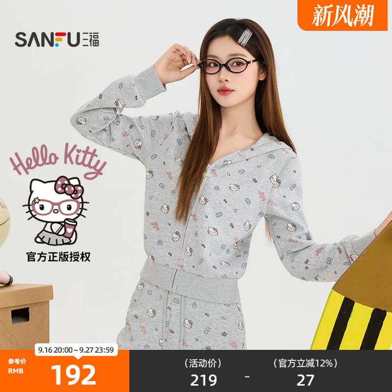 【Hello Kitty官方正版授权】三福2026秋季印花单外套女装529504