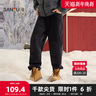 锥形宽松哈伦裤 膝盖机能设计牛仔裤 513422 男士 三福2025冬季