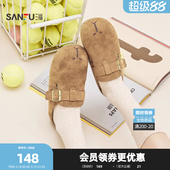 休闲女鞋 三福女凉拖鞋 半拖时尚 玩趣菁英刺绣勃肯鞋 852653 春季