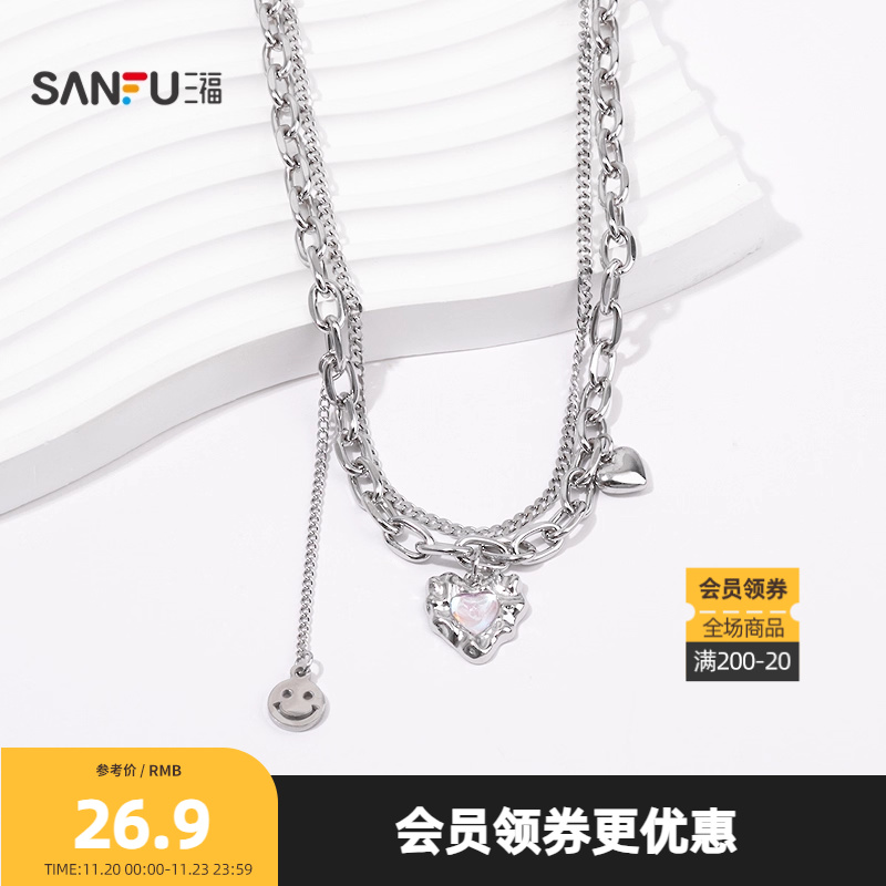 三福街潮双链无性别短项链单条 时尚个性首饰配饰链条843967