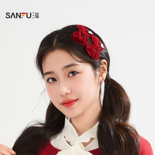 三福三丽鸥红金蝴蝶结BB夹一对 可爱俏皮配饰发饰发夹851788