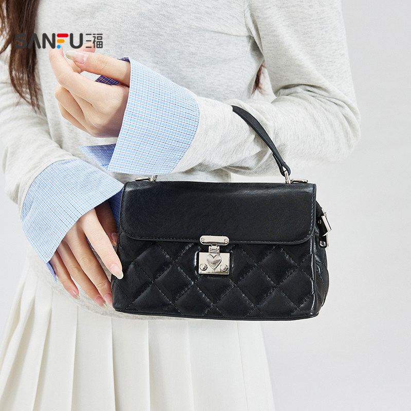 三福手提包春季浮梦千金名媛风菱格纹绗缝翻盖包女包516181,箱包皮具/热销女包/男包,通用款女包,淘宝优惠券,粉丝福利购,淘宝优惠卷